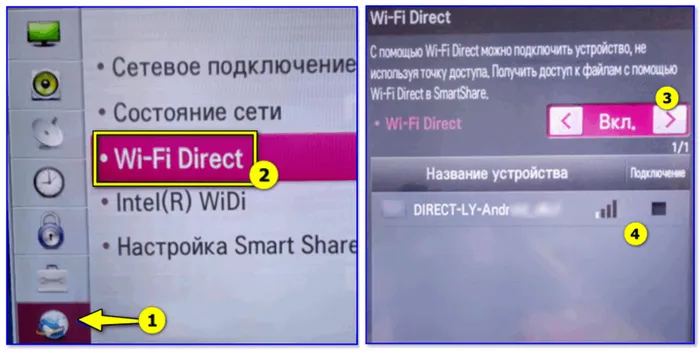 Настройка Wi-FiDirect-LGTV