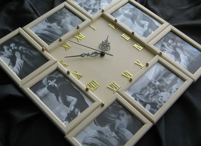 Декор настенных часов фотографиями в рамке