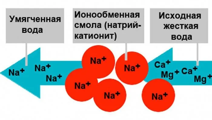 Схематическая диаграмма катионного обмена
