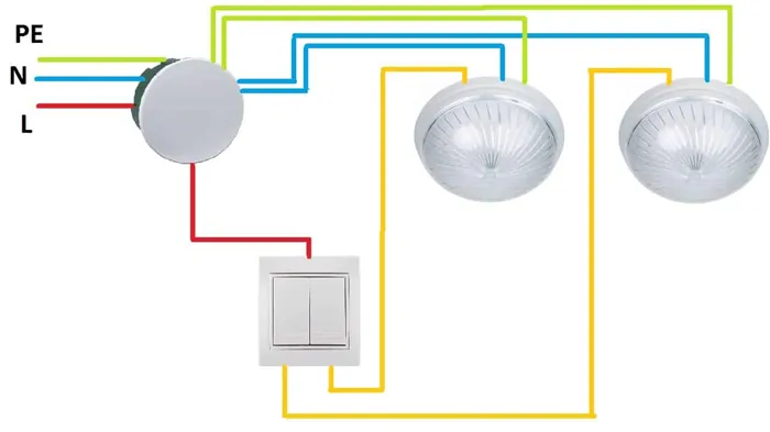 Схема подключения двух ламп