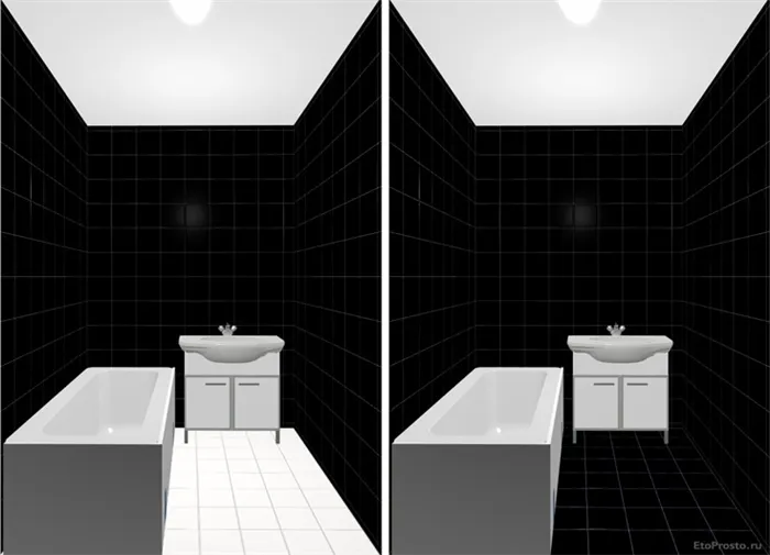 Черно-белая плитка для маленьких ванных комнат 20х20