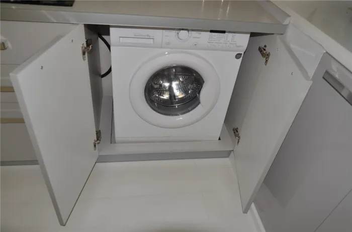 Как встроить стиральную машину в кухонный гарнитур - варианты установки