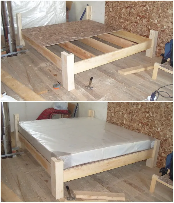За минимальные деньги вы можете сделать каркас для деревянной кровати. |Фото: половед.рф.
