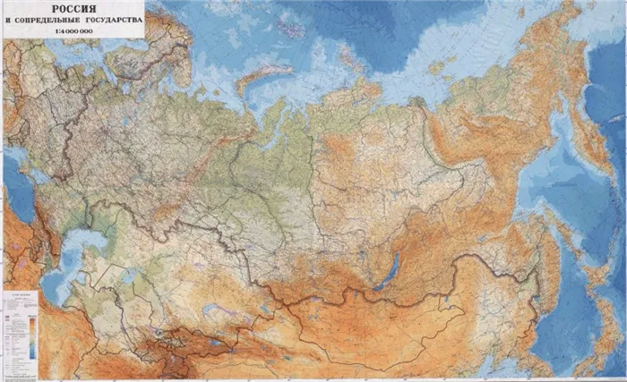 Топографическая карта России (нажмите для увеличения)