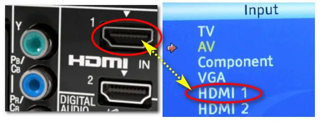 Порт HDMI выбран правильно