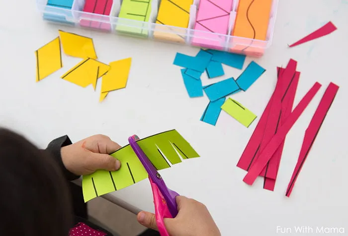 Научите ребенка резать цветную бумагу
