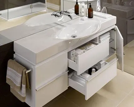 Современные навесные шкафы для ванных комнат