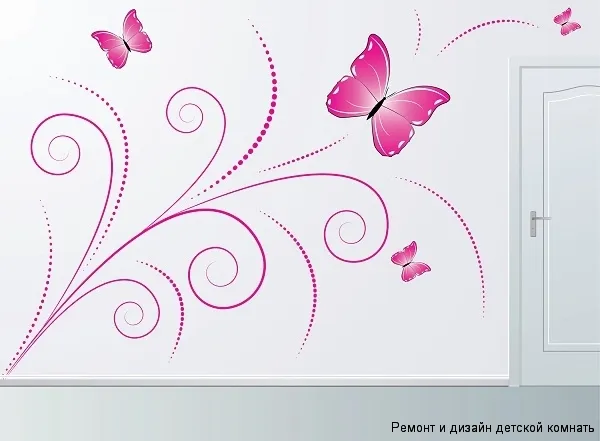 Картина с бабочками на стене