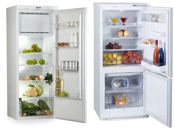 Однокамерный холодильник (слева) и двухкамерный (справа)